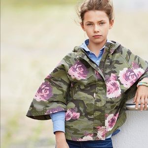 Perfect condition military poncho with pink roses